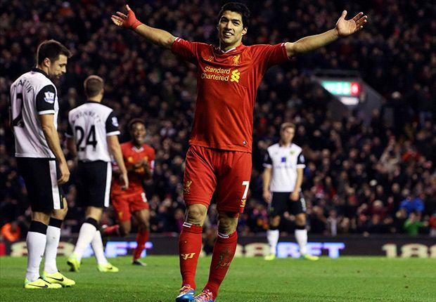 50 gol Luis Suarez buat Liverpool setelah tampil di 85 laga